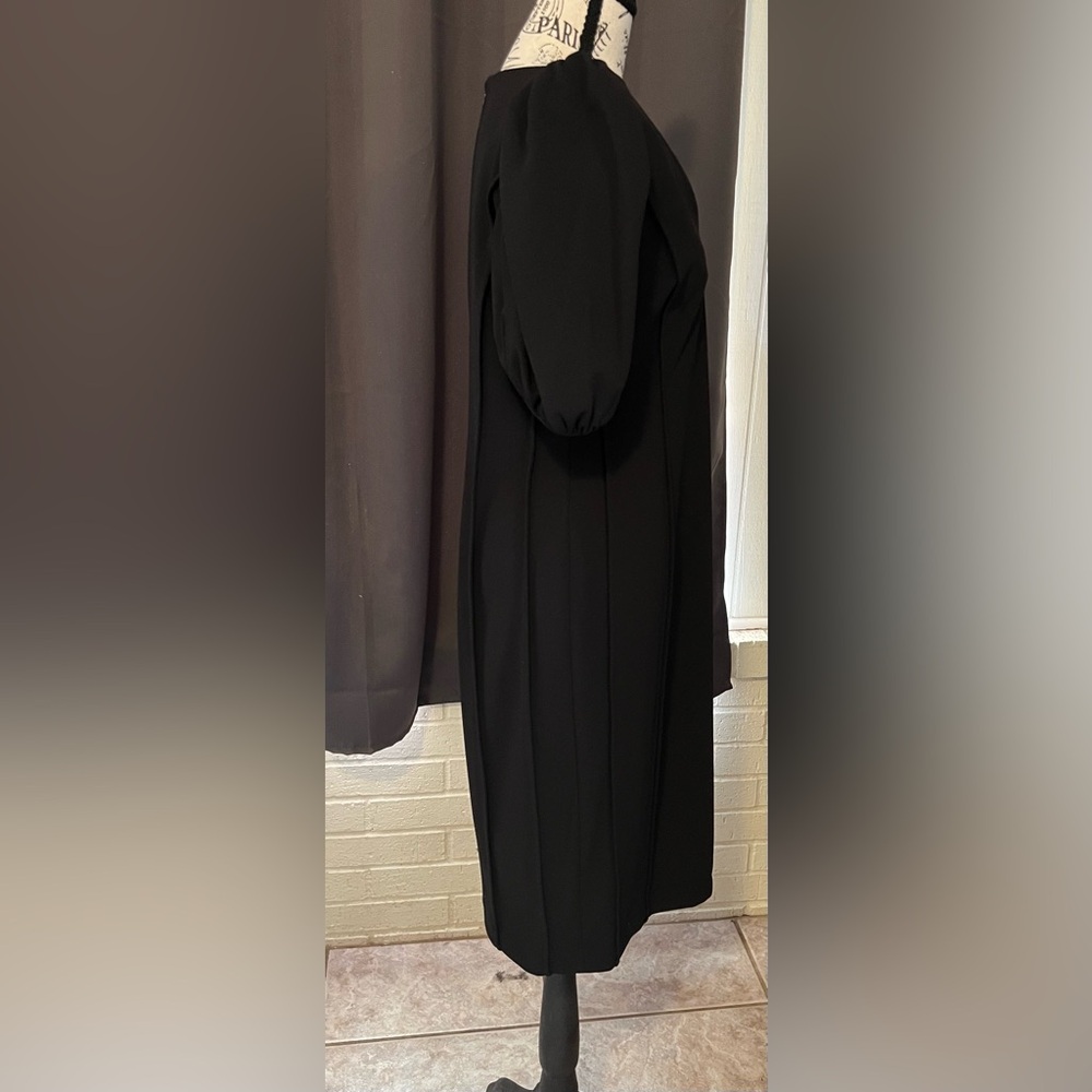 Calvin Klein Black Midi Dress with Puff Sleeves - Picture 4 of 6